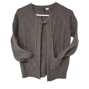 Divided Cottagecore Chunky Knit Sweater Cardigan Gray Metallic Silver Embroidery